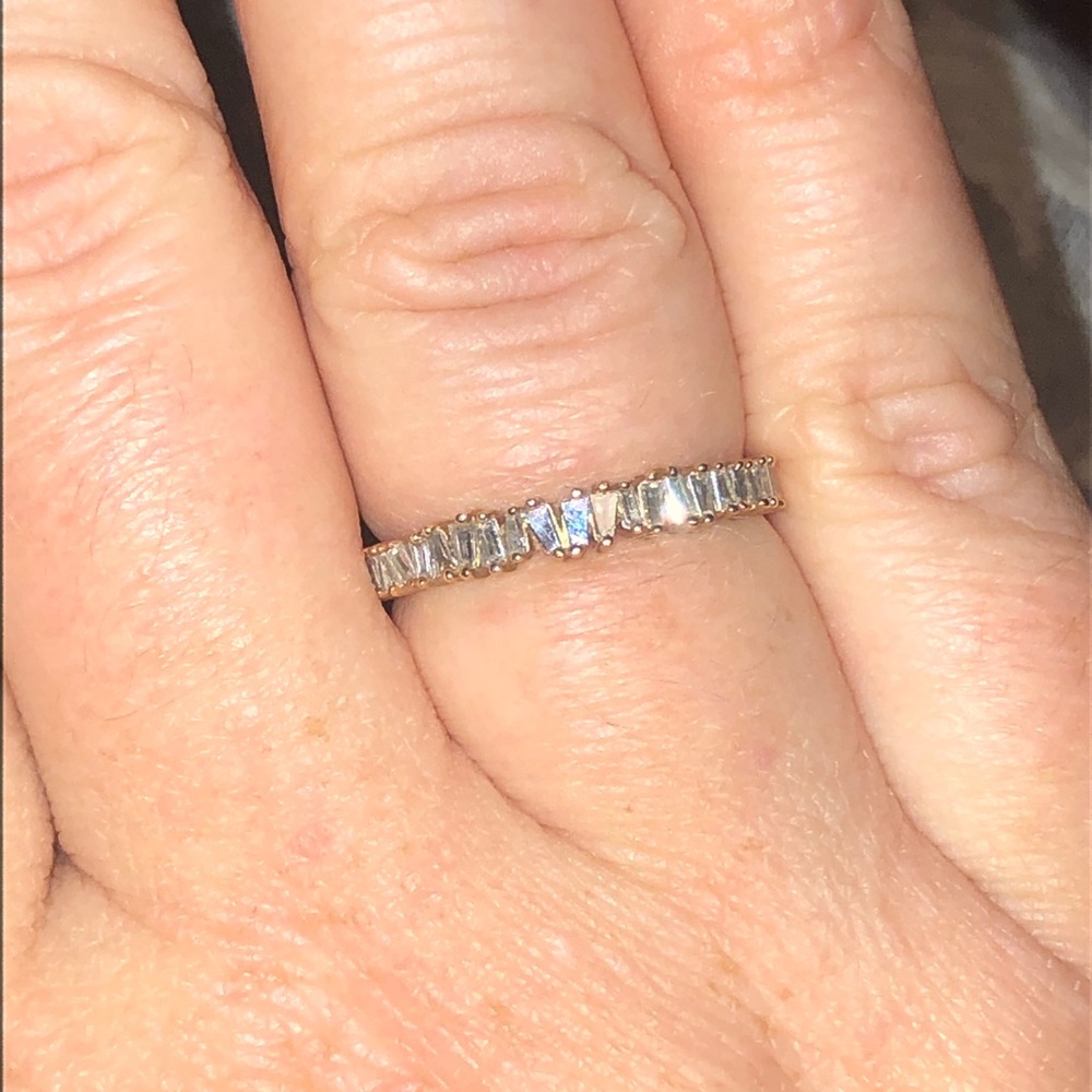 10k Rose Gold natural diamond baguette band ring